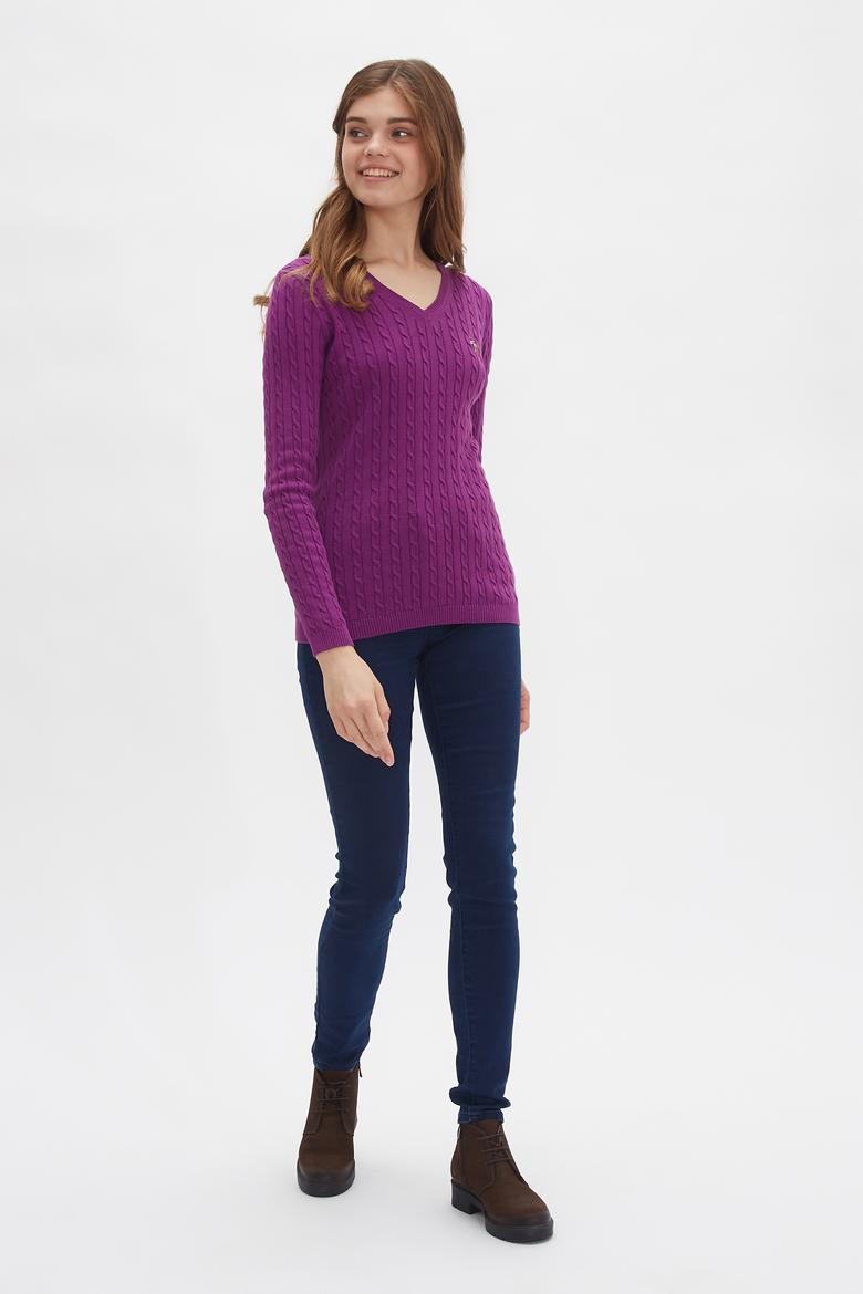 Kadın Mor Triko Kazak Basic - 50224708094