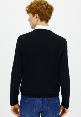 Erkek Siyah V - Yaka Triko Kazak Basic - 50237037008