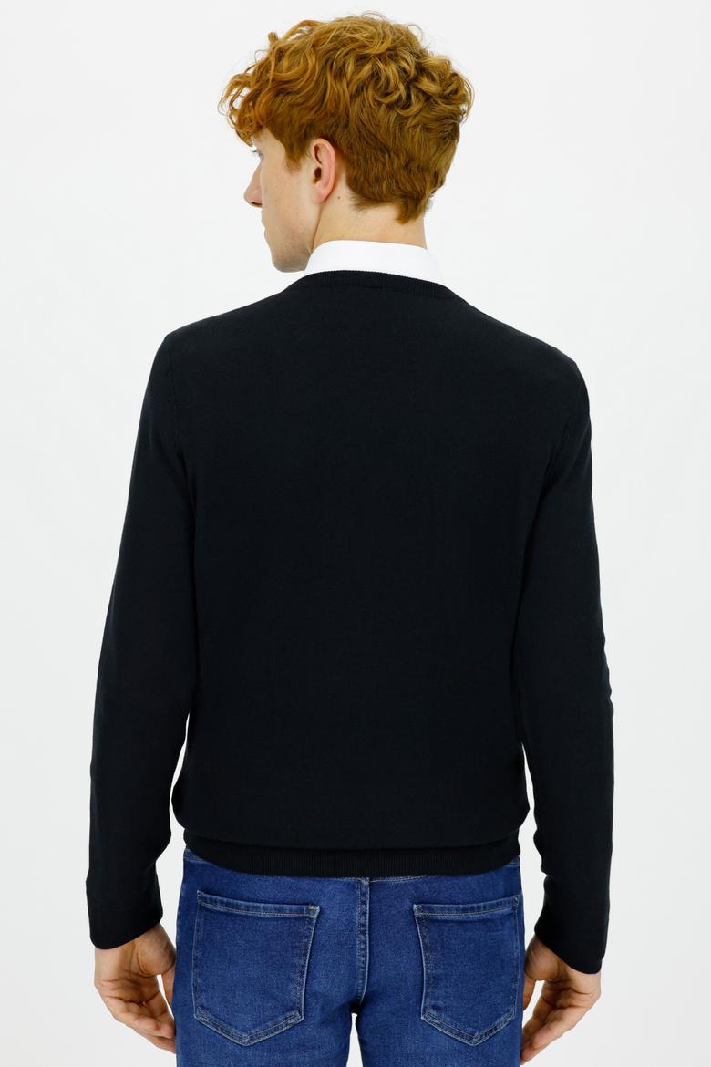 Erkek Siyah V - Yaka Triko Kazak Basic - 50237037008