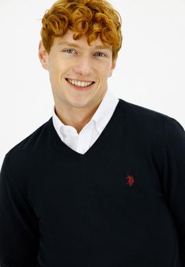 Erkek Siyah V - Yaka Triko Kazak Basic - 50237037008