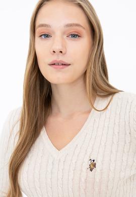 Kadın Ekru Triko Kazak Basic - 50237091019