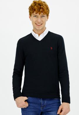 Erkek Siyah V - Yaka Triko Kazak Basic - 50237037008