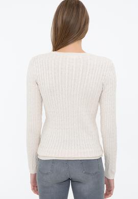 Kadın Ekru Triko Kazak Basic - 50237091019