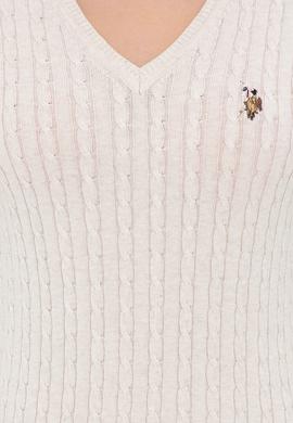 Kadın Ekru Triko Kazak Basic - 50237091019