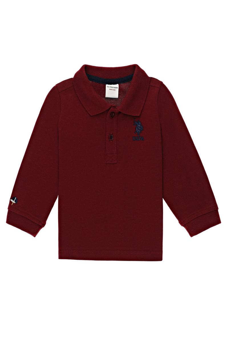 Çocuk Kırmızı Polo Yaka Sweatshirt Basic
