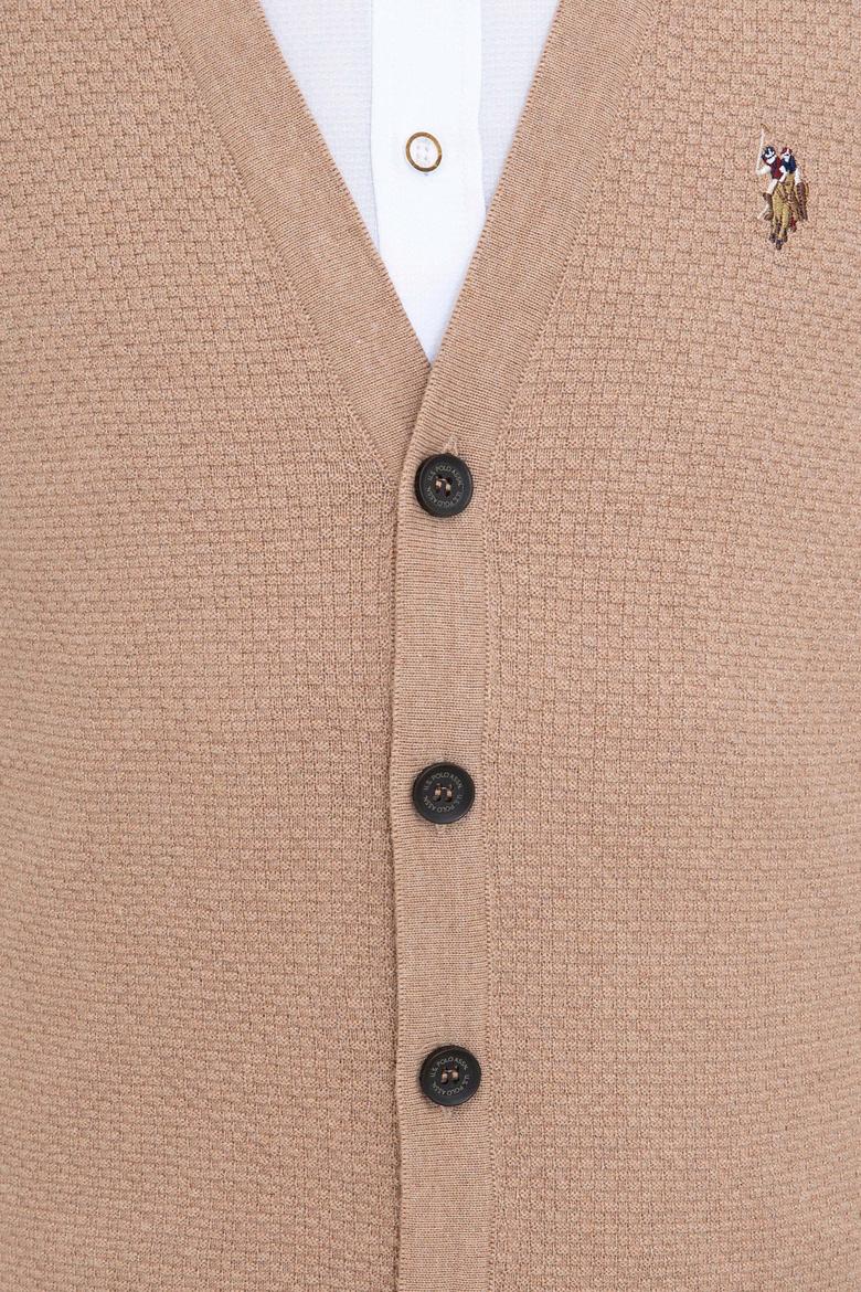 Erkek Camel Melanj Basic Triko Hırka - 50236966077