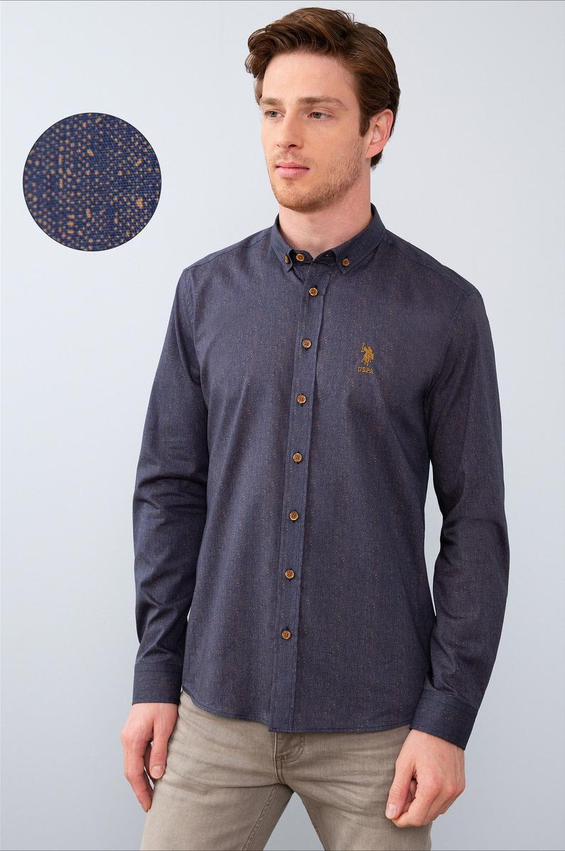 Erkek Lacivert Gömlek Uzunkol
