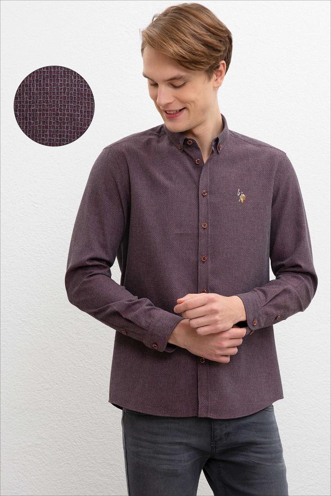 Erkek Bordo Uzun Kollu Gömlek