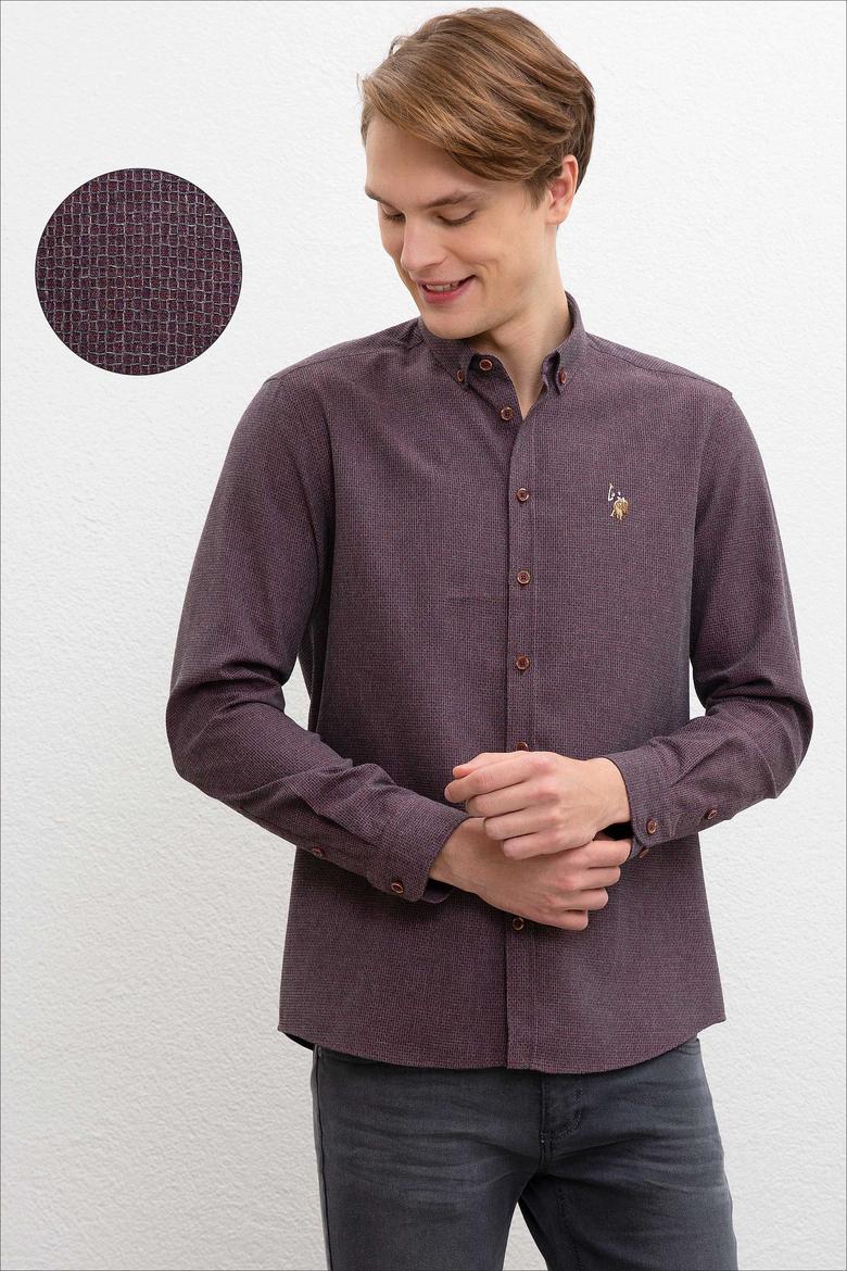 Erkek Bordo Uzun Kollu Gömlek