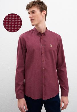Erkek Bordo Uzun Kollu Gömlek - 50207834003