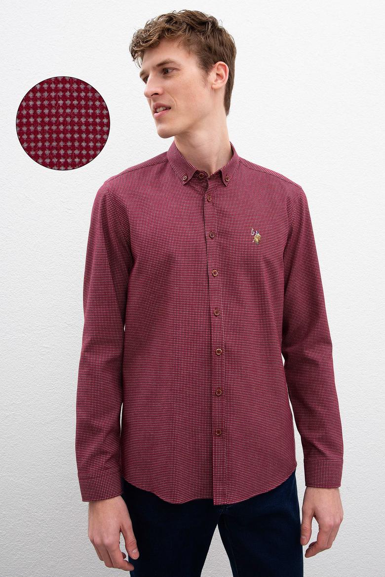 Erkek Bordo Uzun Kollu Gömlek