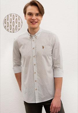 Erkek Haki Desenli Gömlek Uzunkol - 50219438017