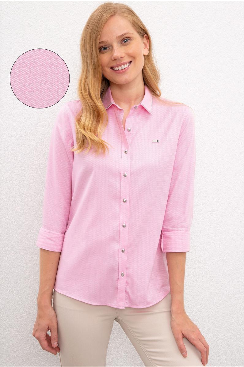 Kadın Pembe Gömlek Uzunkol