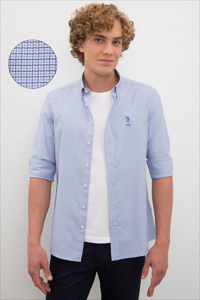 Erkek Mavi Gömlek Uzunkol