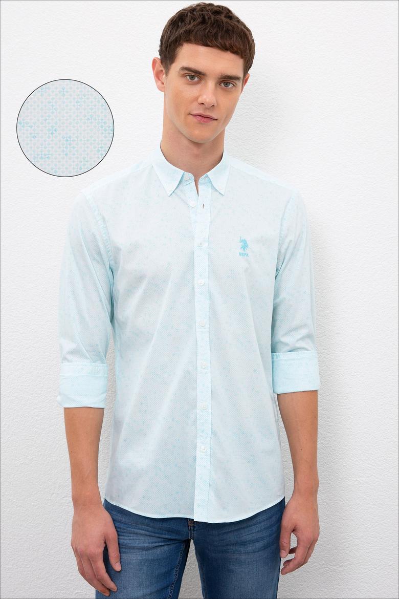 Erkek Mavi Gömlek Uzunkol