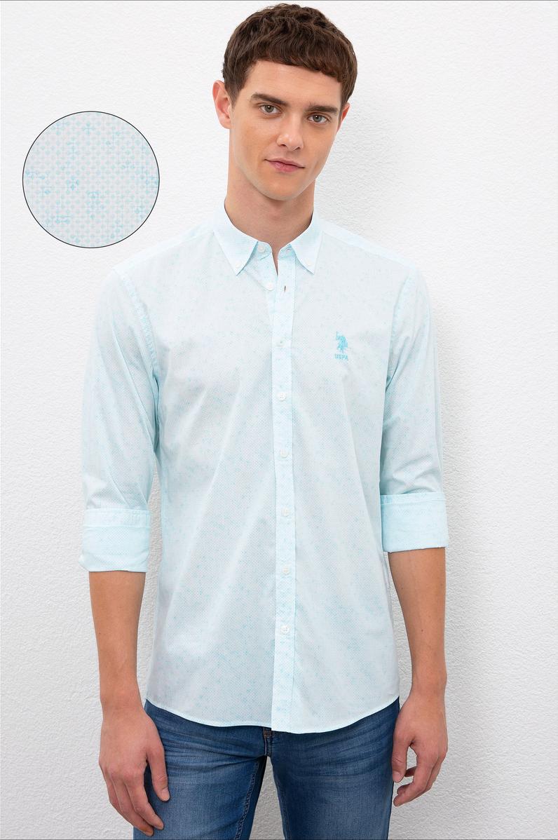Erkek Mavi Gömlek Uzunkol