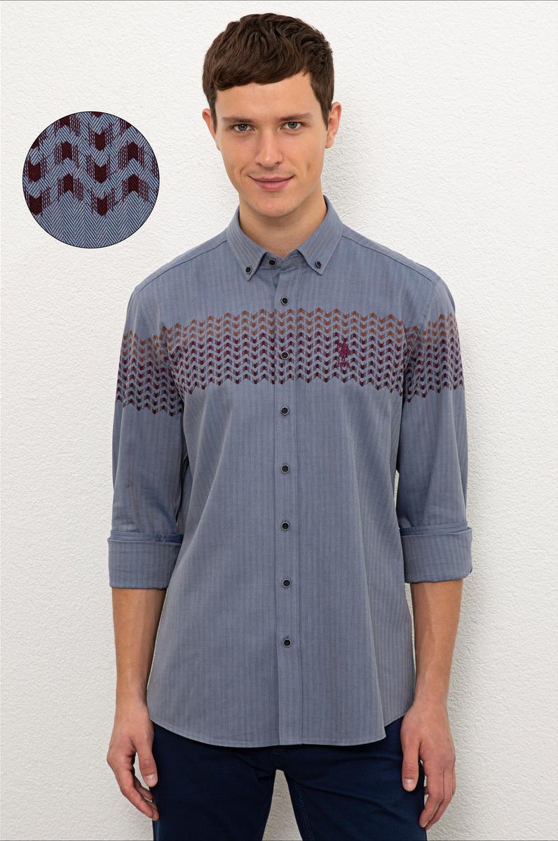 Erkek Lacivert Gömlek Uzunkol