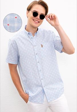 Erkek Açık Mavi Kısa Kollu Gömlek - 50218559005