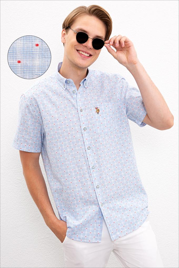 Erkek Açık Mavi Kısa Kollu Gömlek