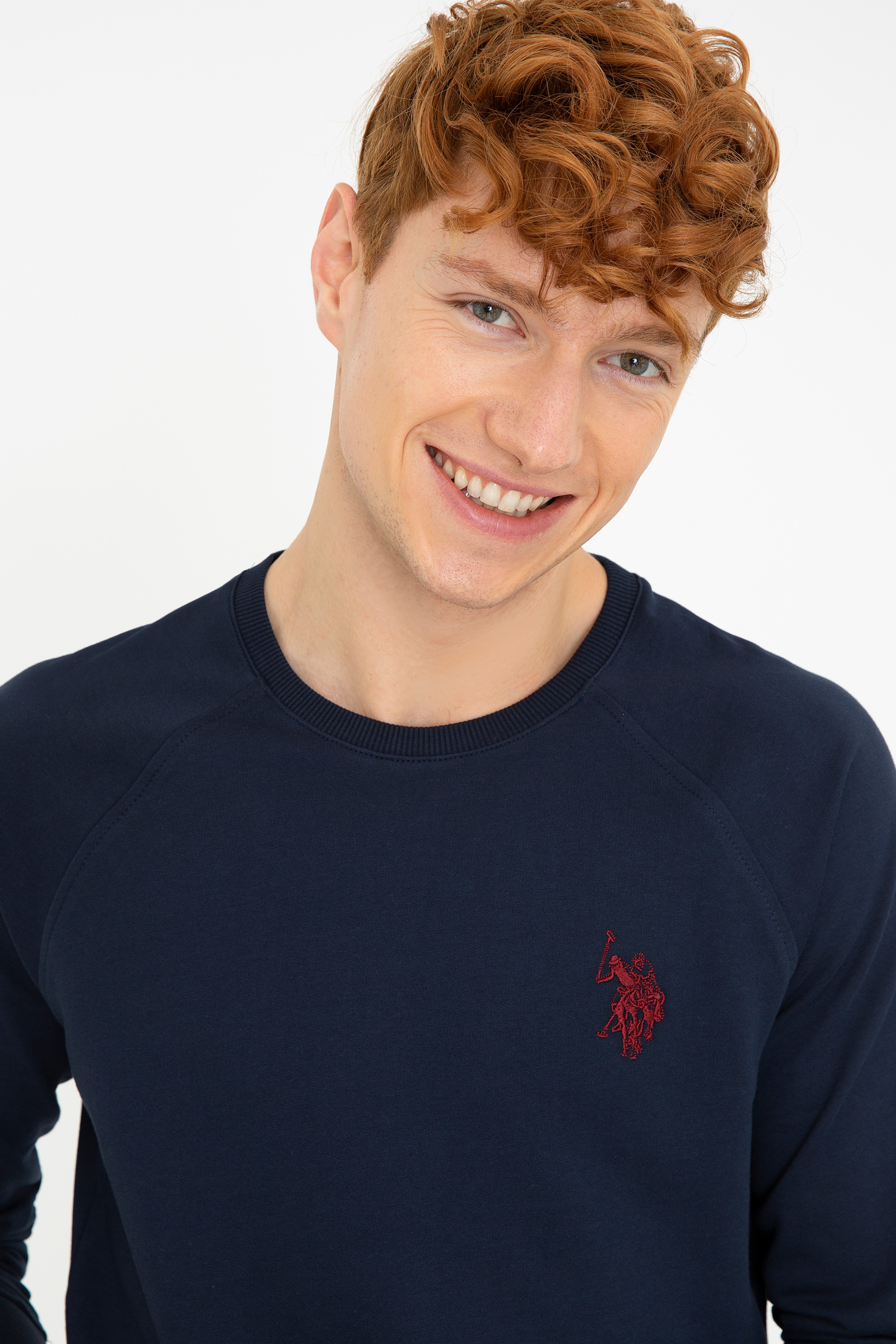 Erkek Lacivert Bisiklet Yaka Sweatshirt Basic - Image 2