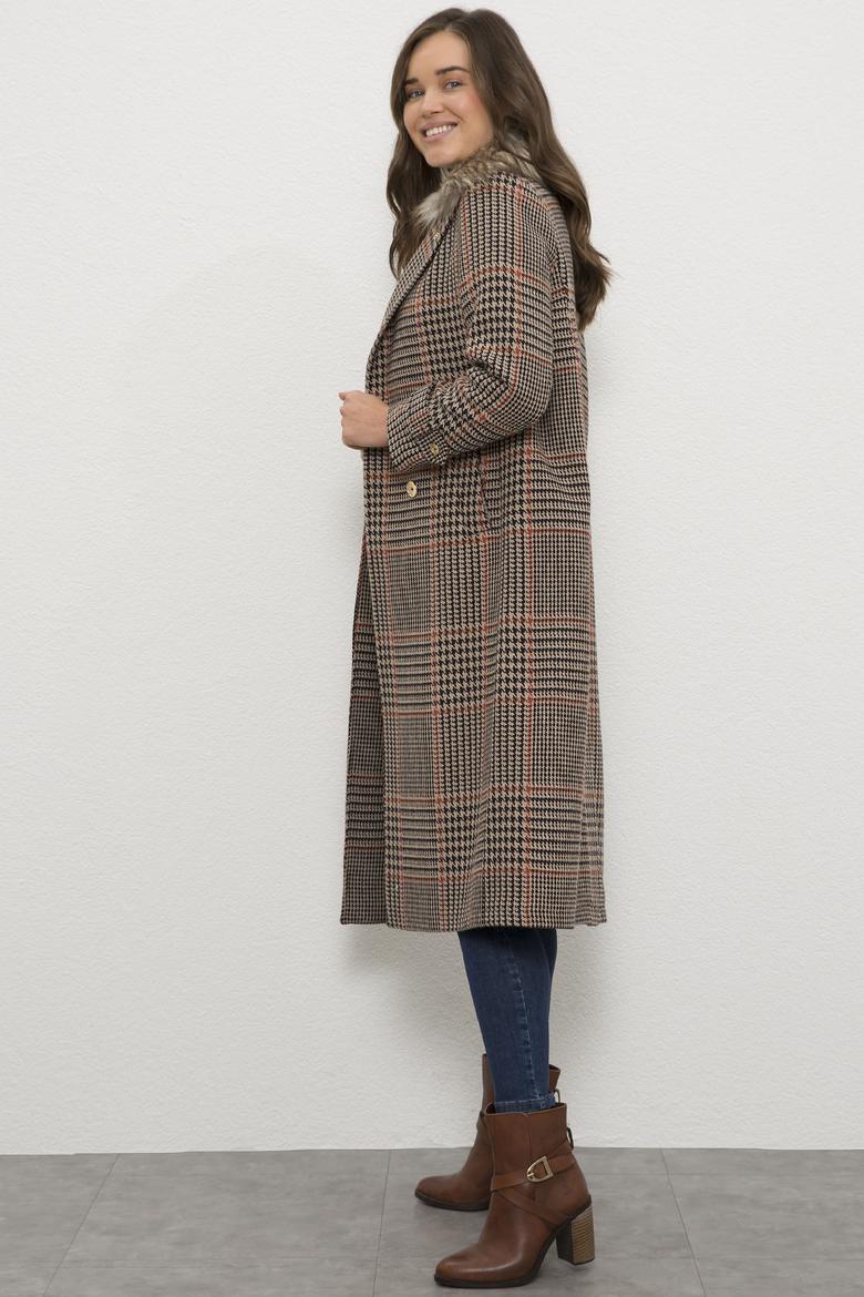 Kadın Kahverengi Kaban Kaşe - 50224658032