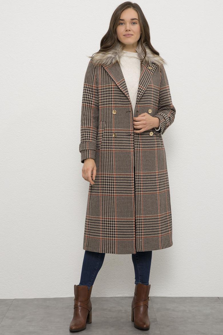 Kadın Kahverengi Kaban Kaşe