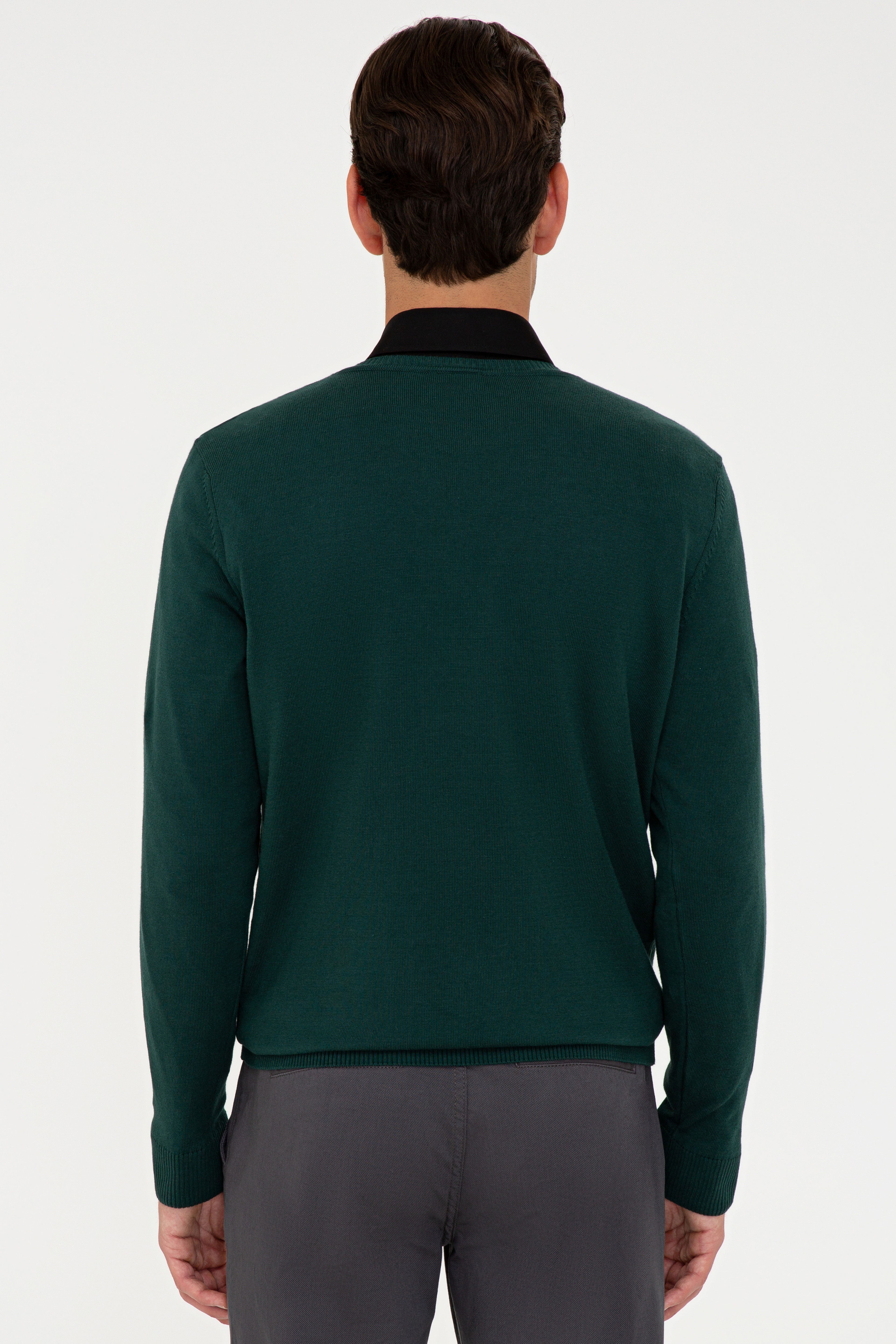 Erkek Yeşil Basic Kazak - Image 3