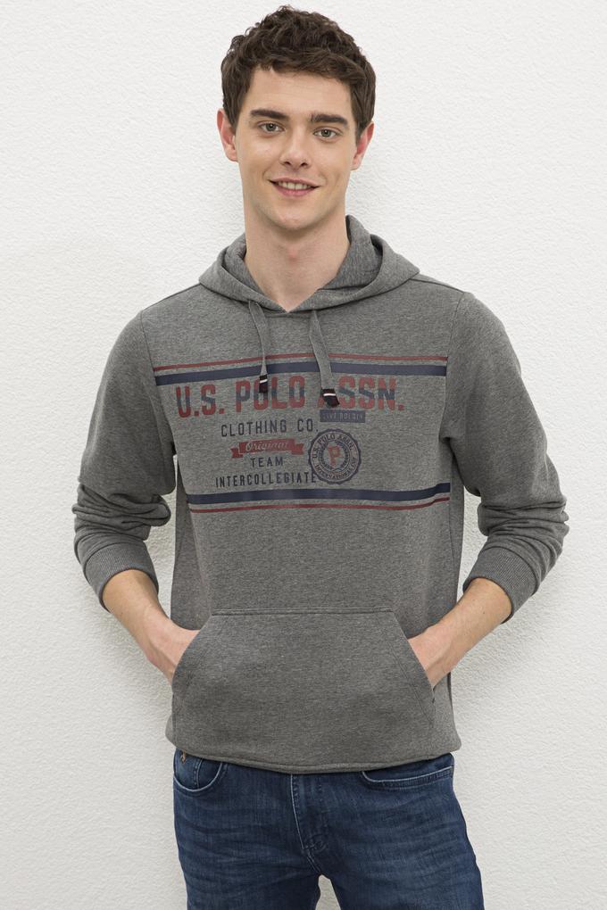 Erkek Antrasit Melanj Kapüşonlu Sweatshirt