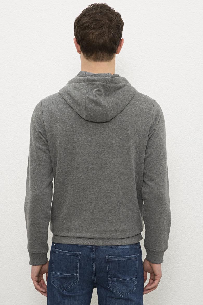 Erkek Antrasit Melanj Kapüşonlu Sweatshirt - 50225374026