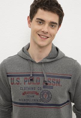 Erkek Antrasit Melanj Kapüşonlu Sweatshirt - 50225374026