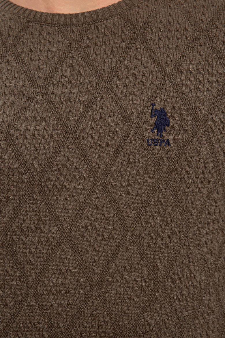 Erkek Koyu Haki Melanj Bisiklet Yaka Triko Kazak - 50228568004