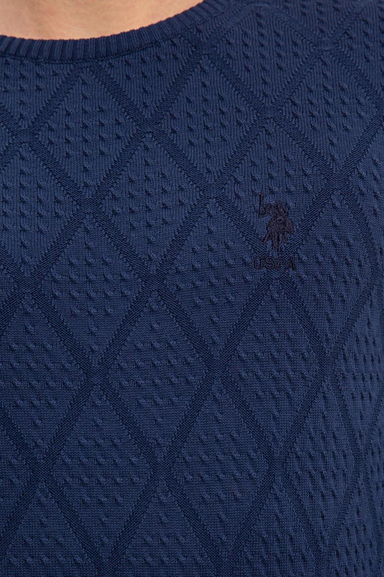 Erkek İndigo Bisiklet Yaka Triko Kazak - 50228568012