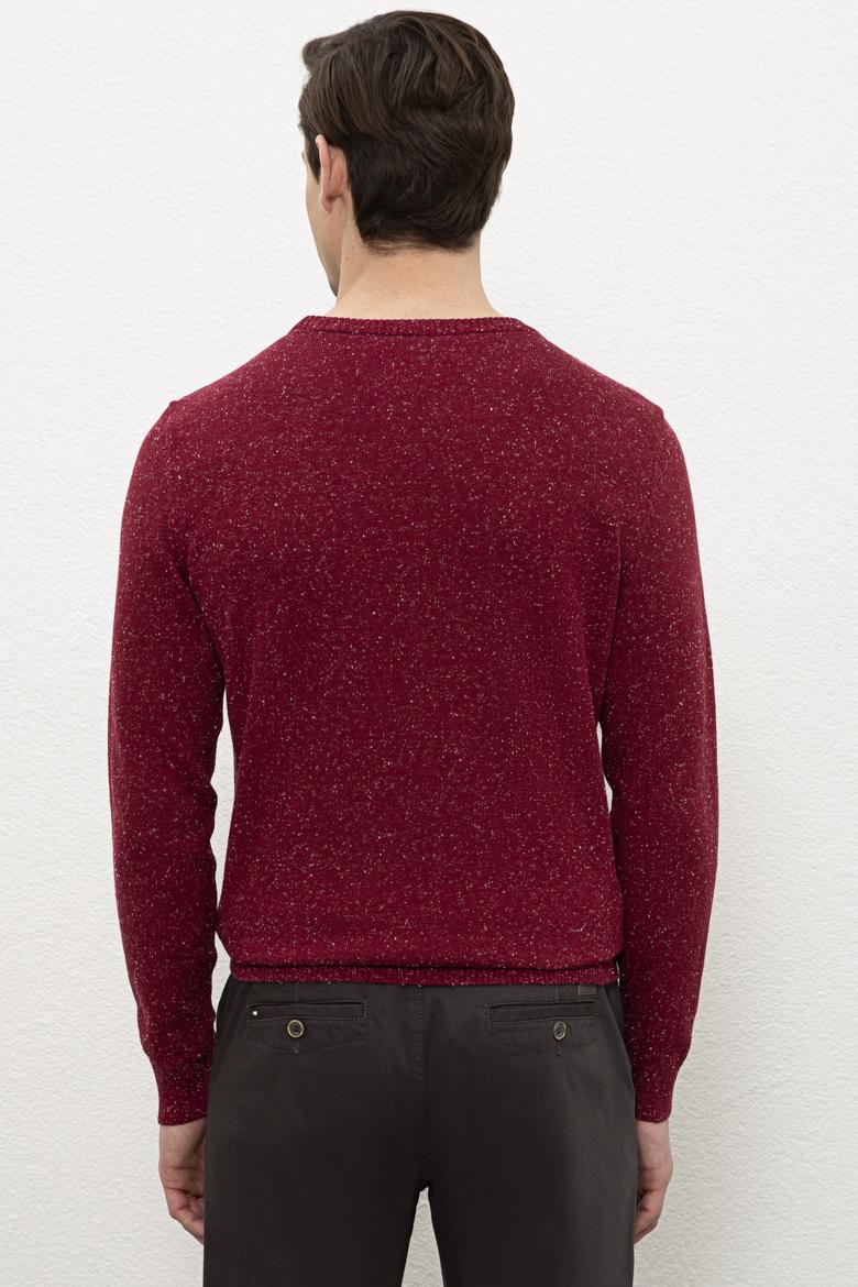 Erkek Bordo Bisiklet Yaka Triko Kazak - 50228648033