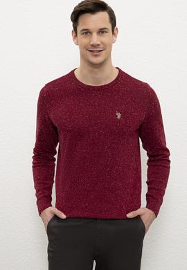 Erkek Bordo Bisiklet Yaka Triko Kazak - 50228648033