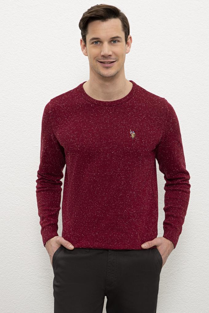 Erkek Bordo Bisiklet Yaka Triko Kazak