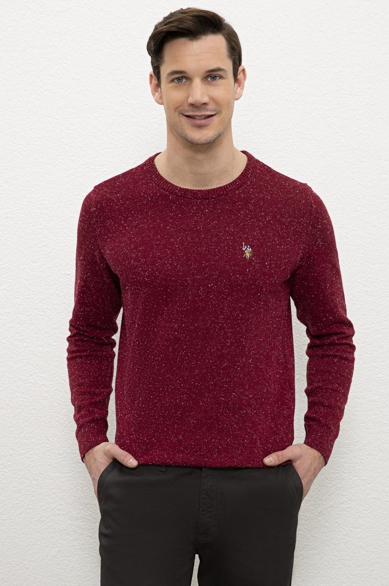 Erkek Bordo Bisiklet Yaka Triko Kazak