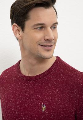 Erkek Bordo Bisiklet Yaka Triko Kazak - 50228648033