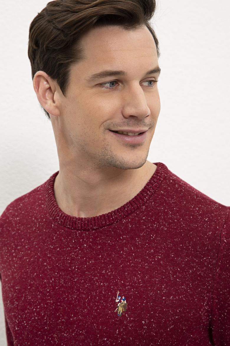 Erkek Bordo Bisiklet Yaka Triko Kazak - 50228648033