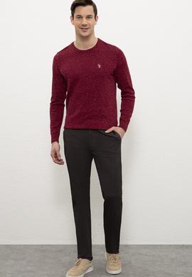 Erkek Bordo Bisiklet Yaka Triko Kazak - 50228648033