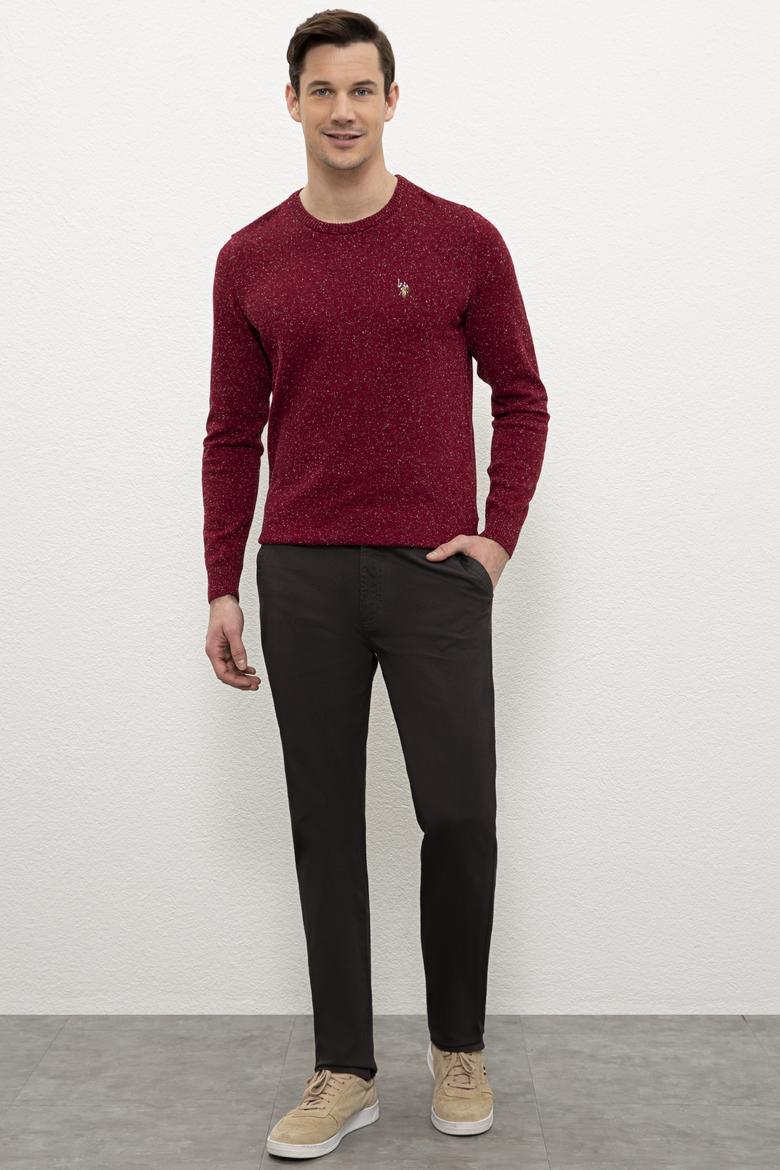 Erkek Bordo Bisiklet Yaka Triko Kazak - 50228648033