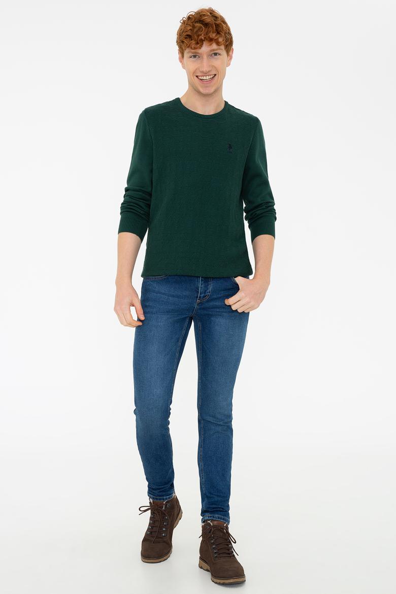 Erkek Koyu Yeşil Bisiklet Yaka Triko Kazak - 50229090007