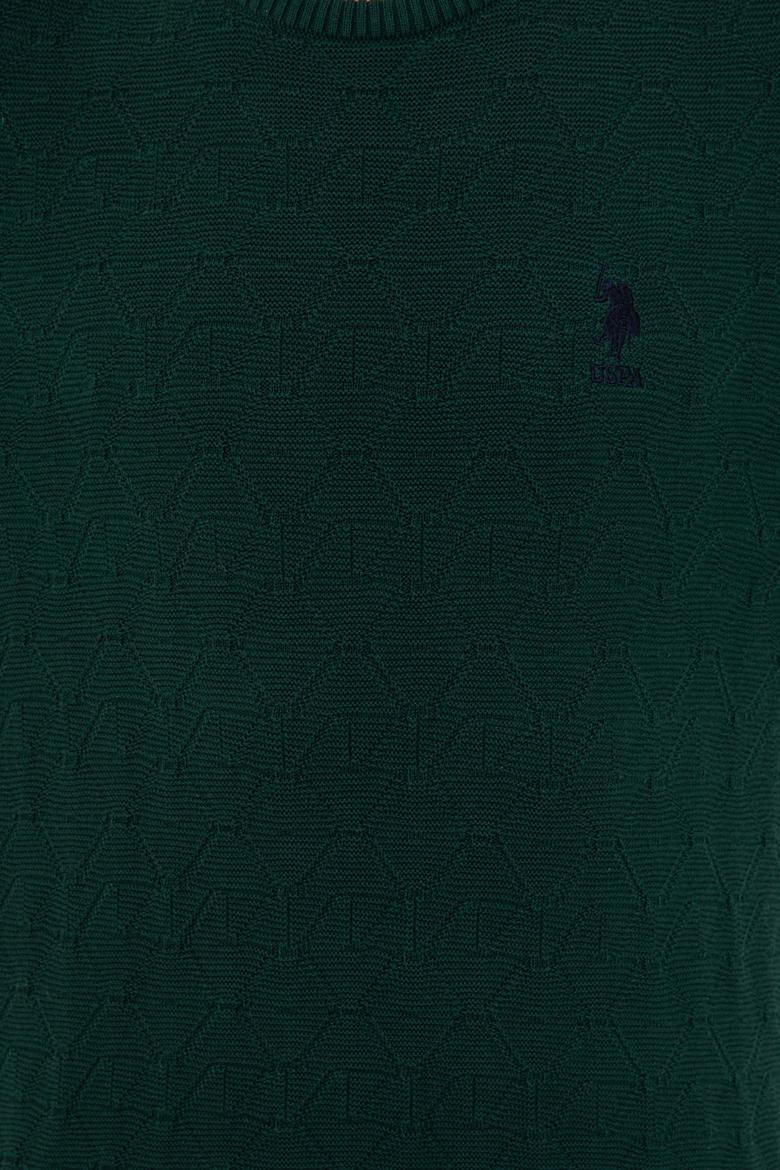 Erkek Koyu Yeşil Bisiklet Yaka Triko Kazak - 50229090007