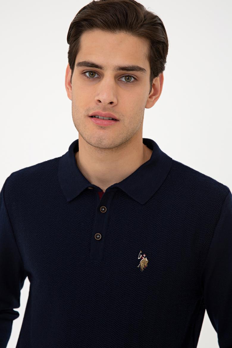 Erkek Lacivert Polo Yaka Triko Kazak - 50229186016