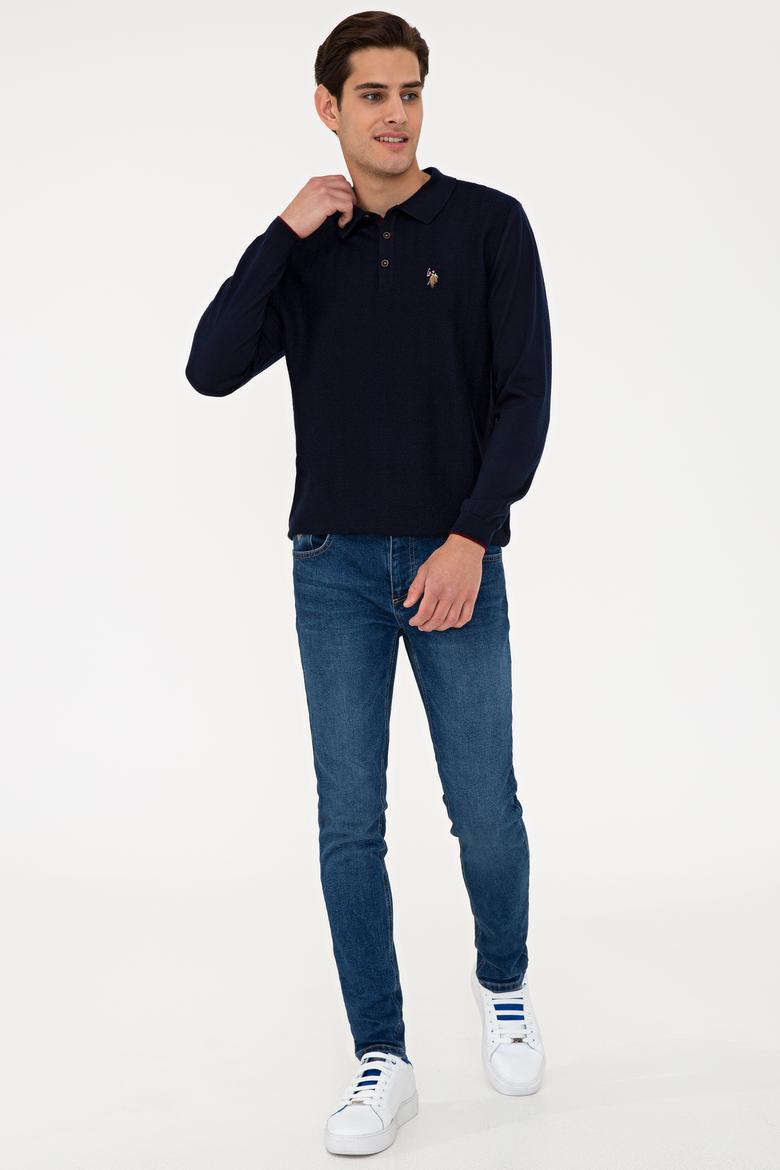 Erkek Lacivert Polo Yaka Triko Kazak - 50229186016