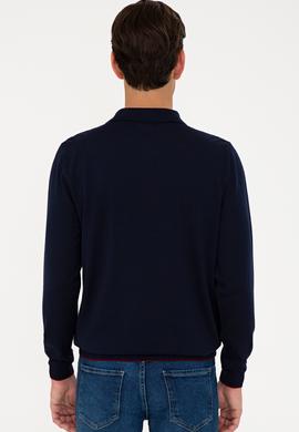 Erkek Lacivert Polo Yaka Triko Kazak - 50229186016
