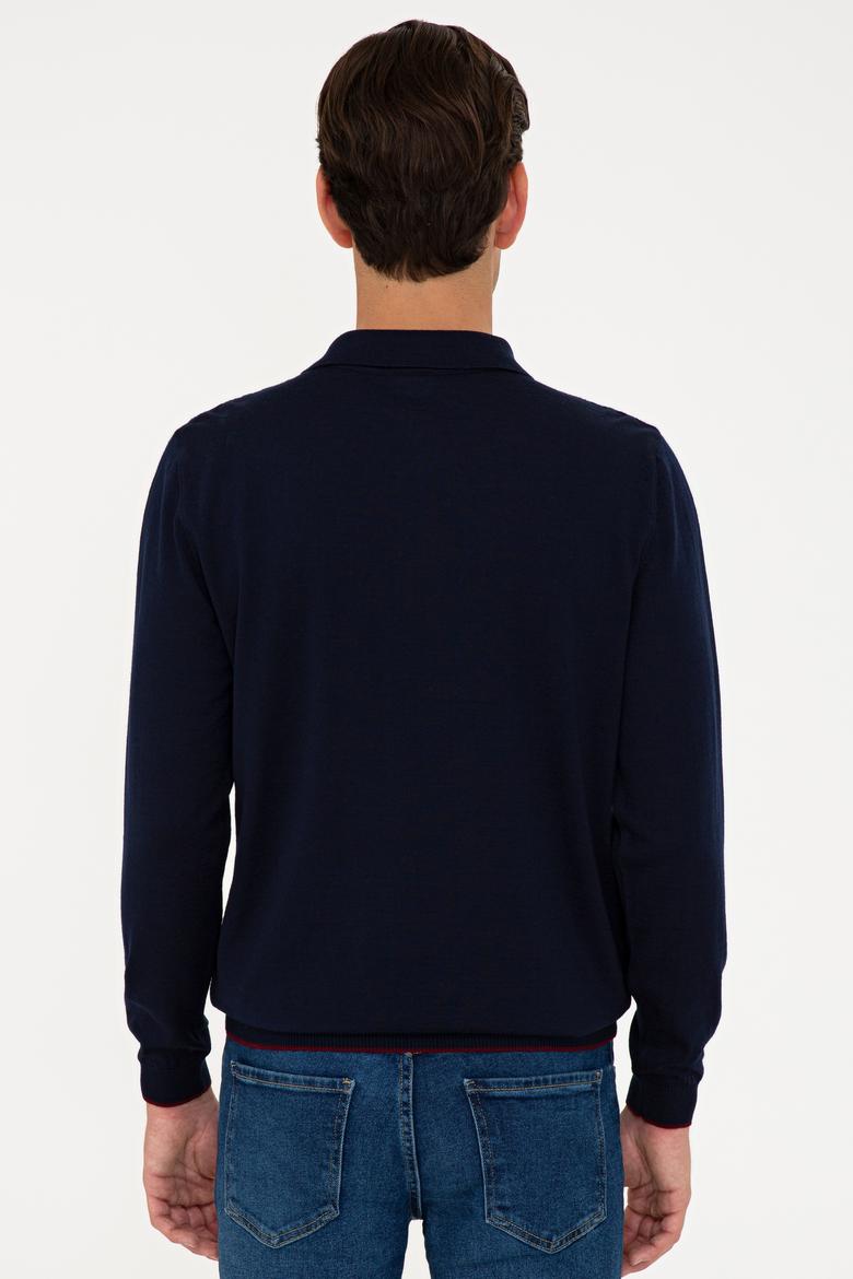 Erkek Lacivert Polo Yaka Triko Kazak - 50229186016