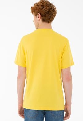 Erkek Açık Sarı Basic Bisiklet Yaka Tişört - 50232300178