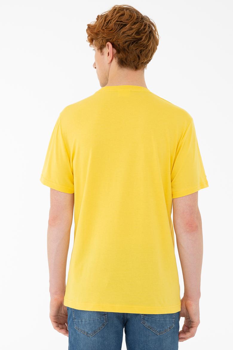Erkek Açık Sarı Basic Bisiklet Yaka Tişört - 50232300178