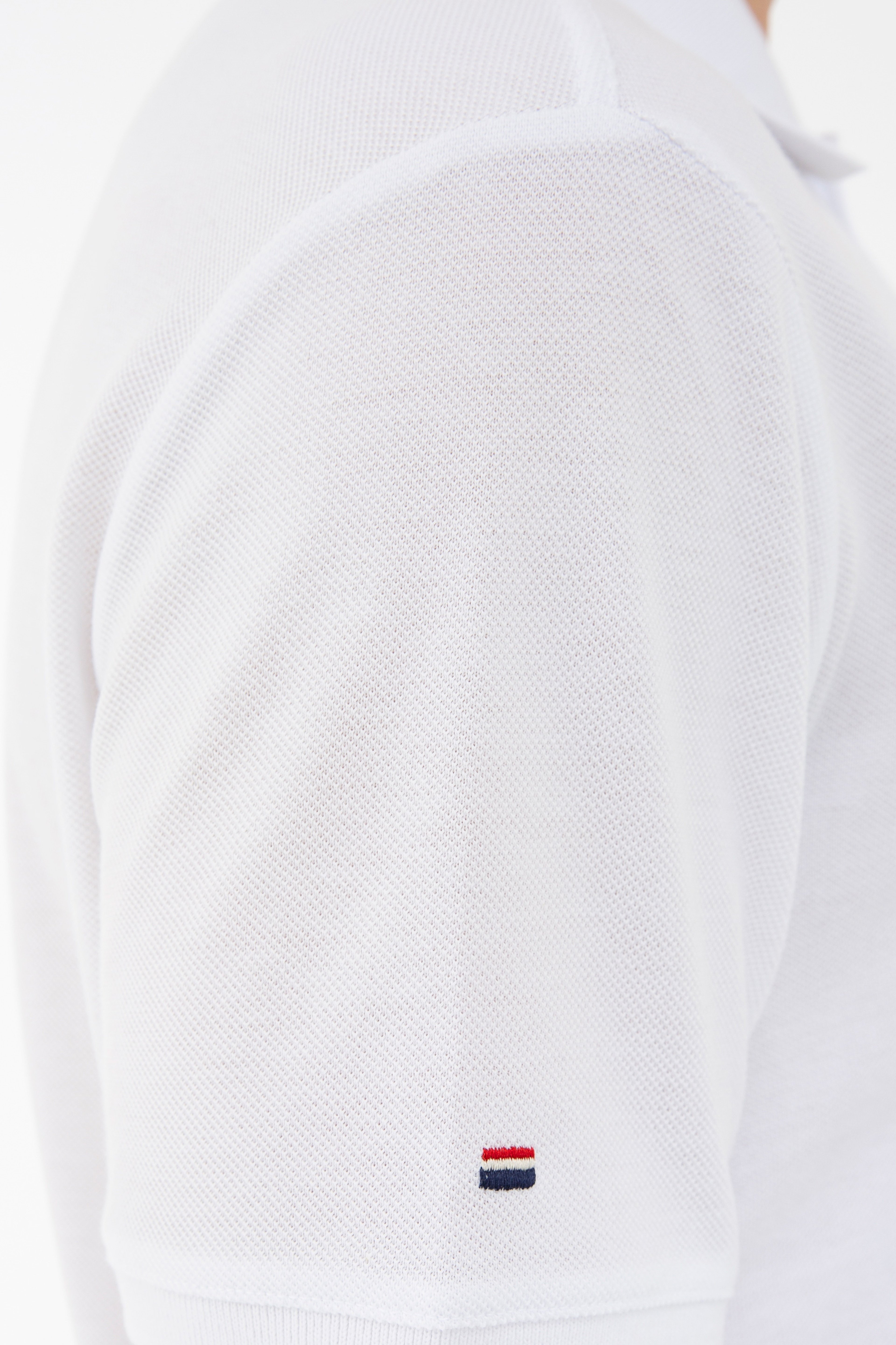 Erkek Beyaz Polo Yaka Basic T-Shirt - Image 6