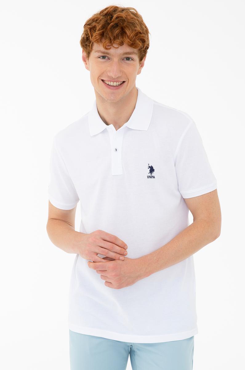Erkek Beyaz Polo Yaka Basic T-Shirt